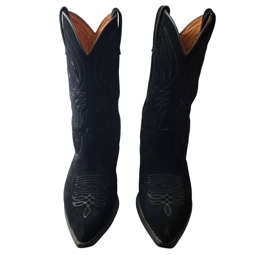 Sancho Men's Black Swede Cowboy Boots Size 10